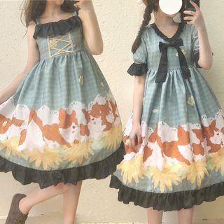 Printed Short-sleeve A-line Lolita Dress