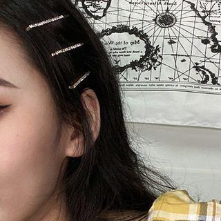 Rhinestone Hair Pin 1 Pc - Gold - One Size