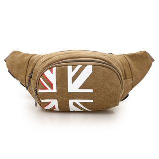 Union Jack Print Canvas Waist Bag