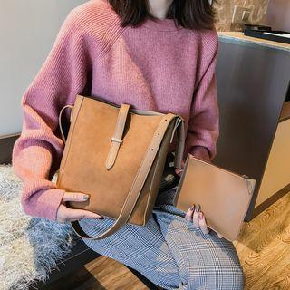 Faux-suede Shoulder Bag With Pouch