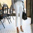 Slit-hem Brushed-fleece Slim-fit Pants