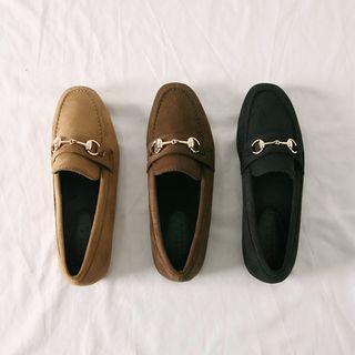 Chain-accent Fleece-lined Loafers
