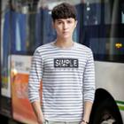 Striped Lettering Long Sleeve T-shirt