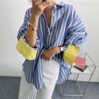 Long Sleeve Pinstripe Oversize Shirt