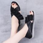 Ruffled Strap Slide Sandals