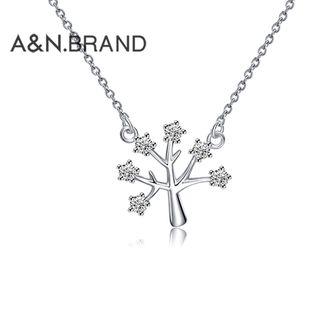 925 Sterling Silver Rhinestone Tree Necklace