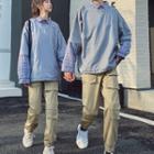 Couple Matching Mock Two-piece Pullover / Pocketed Pants