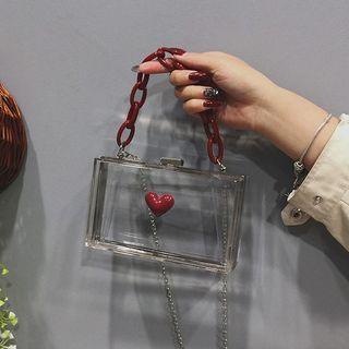 Acrylic Box Mini Chain Crossbody Bag Transparent & Red - One Size