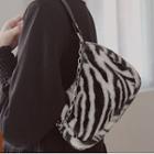 Zebra Print Fleece Shoulder Bag