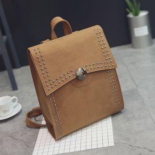 Studded Flap Faux Leather Backpack