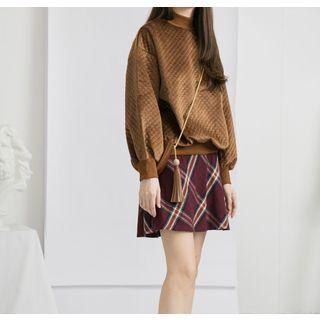 Puff-sleeve Pullover Brown - One Size