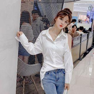 Cold-shoulder Open-back Shirt