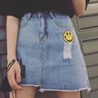 Smiley Denim Skirt