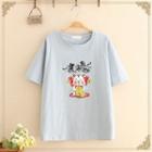 Fortune Mouse Print Short Sleeve Top