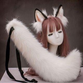 Fluffy Wolf Ear Headband / Tail / Set