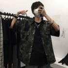 Couple Matching Elbow-sleeve Tie Dye Shirt Jacket