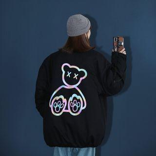 Long-sleeve Bear Print Zipped Jacket
