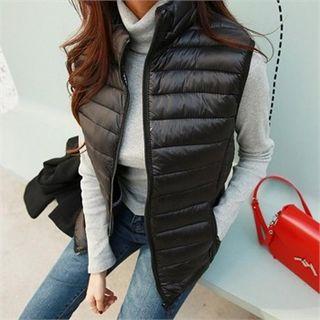 Stand-collar Zip-up Padding Vest