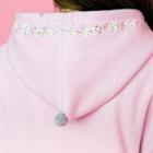 Flower-embroidery Brushed-fleece Lined Hoodie
