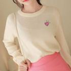 Heart-patched Round-neck Knit Top