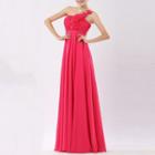 Corsage One Shoulder A-line Chiffon Evening Gown