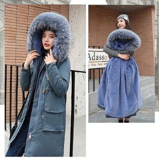 Applique Hooded Midi Zip Jacket