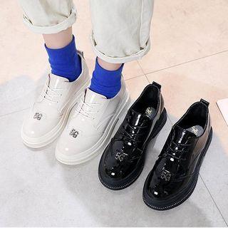 Block Heel Lettering Oxford Shors