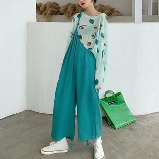 Long Sleeve Printed Tee / Wide Leg Jumpsuit