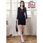 Wool Blend Sheath Dress With Brooch