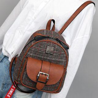 Buckled Plaid Backpack