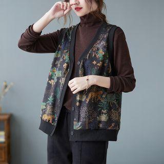 Floral Vest Floral - Black - One Size