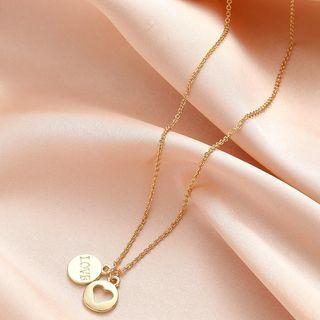 Heart Lettering Pendant Alloy Necklace Gold - One Size