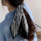 Zebra Narrow Scarf Hair Tie Zebra - Black & White - One Size