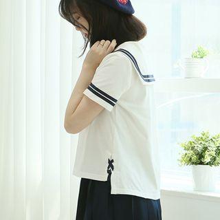 Sailor-collar Dip-back Top One Size