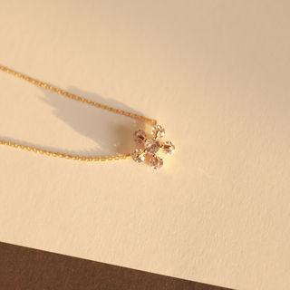 Rhinestone Flower Necklace Gold - One Size