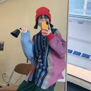 Striped Panel Oversize Cardigan