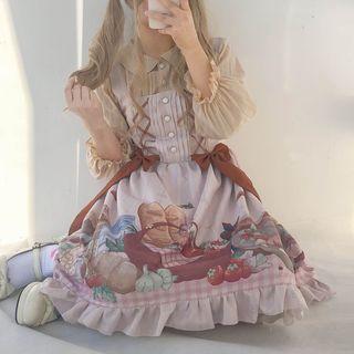 Pocketed Blouse / Printed Sleeveless A-line Dress / Set