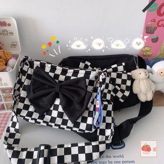 Checkerboard Bow Crossbody Bag