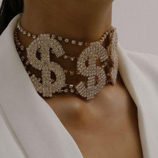 Rhinestone Dollar Sign Choker