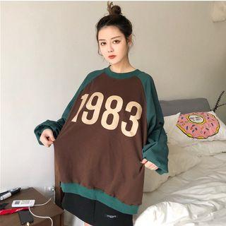 Number Print Raglan-sleeve Pullover