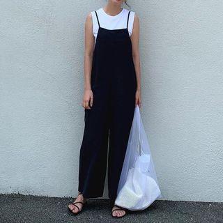 Plain Jumpsuit Black - M