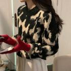 Animal Print Sweater Black & Almond - One Size