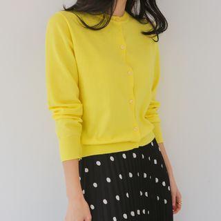 Round-neck Textured Cardigan In 12 Colors