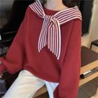 Long-sleeve Striped Layered Knit Top