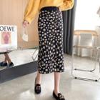 Floral Knit Midi Straight-fit Skirt