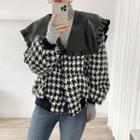 Collared Houndstooth Single-breasted Jacket