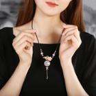 Retro Gemstone Flower Pendant Necklace As Shown In Figure - One Size