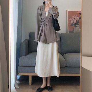 Sashed Blazer / Spaghetti Strap Dress