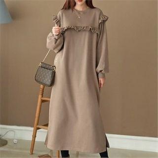 Frill-trim Maxi Pullover Dress