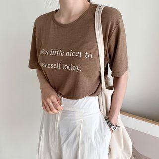 Linen Blend Letter T-shirt